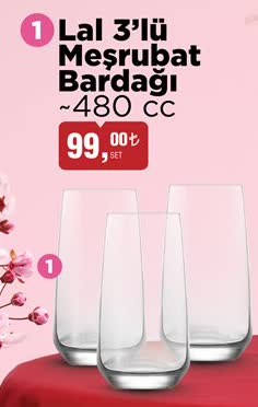 Lal 3'lü Meşrubat Bardağı 480 CC image