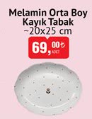 Melamin Orta Boy Kayık Tabak 20x25 Cm image