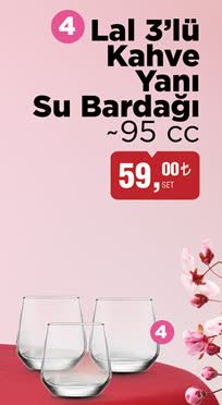 4 Lal 3'lü Kahve Yanı Su Bardağı -95 cc image