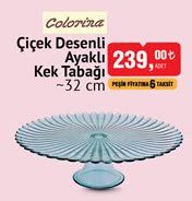 Colorina Çiçek Desenli Ayaklı Kek Tabağı 32 cm image