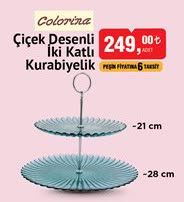 Colorina Çiçek Desenli İki Katlı Kurabiyelik 21 cm image