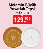 Melamin Büyük Yuvarlak Tepsi -38 cm image