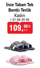 İnce Taban Tek Bantlı Terlik Kadın 37-40 image