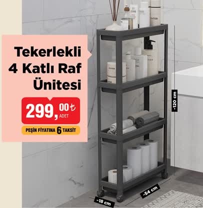 Tekerlekli 4 Katlı Raf Ünitesi image