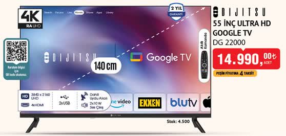 Dijitsu DG 22000 55 İnç Ultra HD Google Tv image