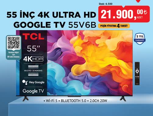 TCL 55 İnç 4K Ultra HD Google TV 55V6B image