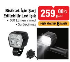 Bisiklet İçin Şarj Edilebilir Led Işık 300 Lümen image