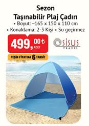 Sisus Sezon Taşınabilir Plaj Çadırı image