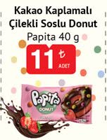Kakao Kaplamalı Çilekli Soslu Donut Papita image