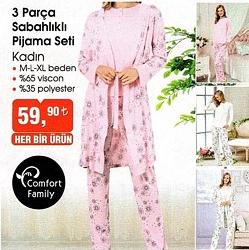 Comfort Family 3 Parça Sabahlıklı Pijama Seti Kadın image