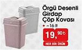 Örgü Desenli Girdap Çöp Kovası 16 lt image