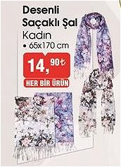 Desenli Saçaklı Şal Kadın image