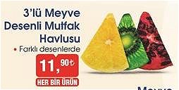 3'lü Meyve Desenli Mutfak Havlusu image