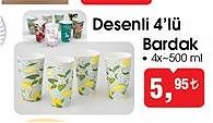 Desenli 4'lü Bardak image