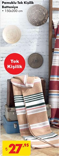 Pamuklu Tek Kişilik Battaniye 150 x 200 cm image