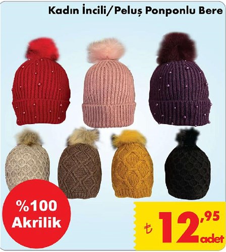Kadın İncili/Peluş Ponponlu Bere image