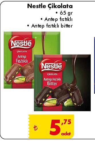 Nestle Çikolata 65 gr Antep Fıstıklı / Antep Fıstıklı Bitter image