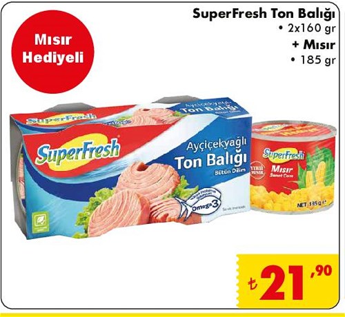 SuperFresh Ton Balığı 2 x 160 g + Mısır 185 g Hediye image