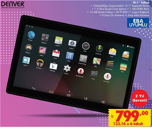 Denver 10,1" 16 Gb Tablet EBA Uyumlu image