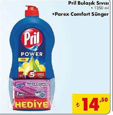 Pril Bulaşık Sıvısı 1350 ml+Parex Comfort Sünger image