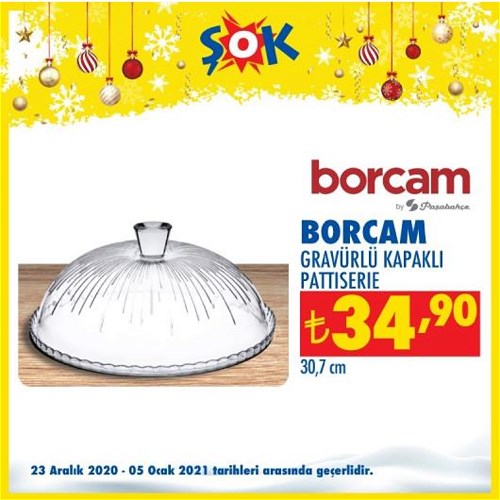 Paşabahçe Borcam Gravürlü Kapaklı Patisserie 30,7 cm image