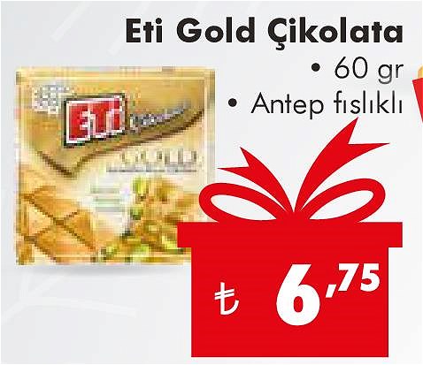 Eti Gold Çikolata Bütün Antep Fıstıklı 60 g image