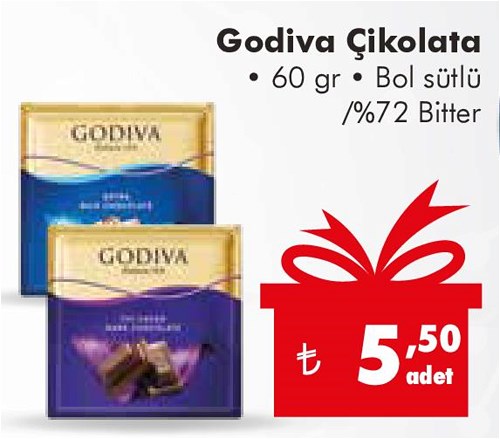 Godiva Çikolata Bol Sütlü/%72 Bitter 60 g image