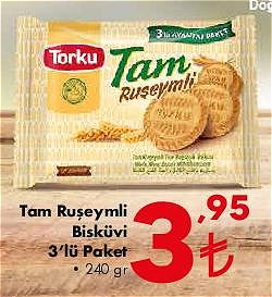 Torku Tam Ruşeymli Bisküvi 3'lü Paket 240 gr image