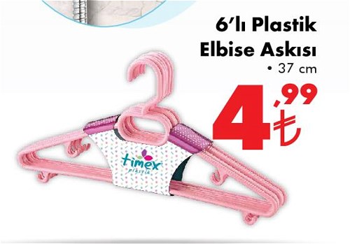 6'lı Plastik Elbise Askısı 37 cm image