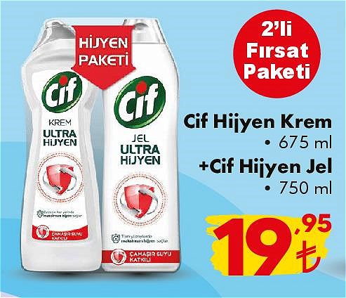 Cif Hijyen Krem 675 ml+Cif Hijyen Jel 750 ml image