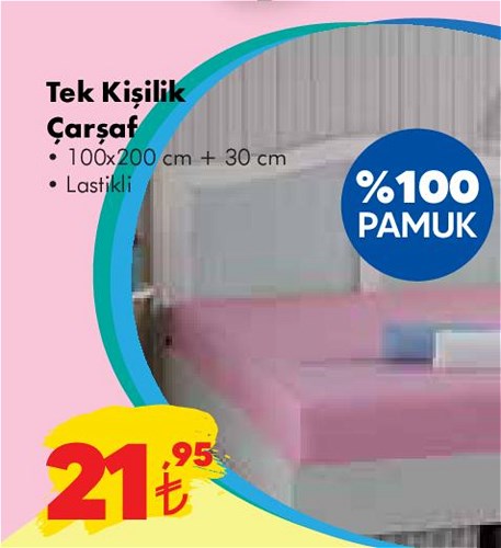 Tek Kişilik Çarşaf 100x200 cm + 30 cm Lastikli image