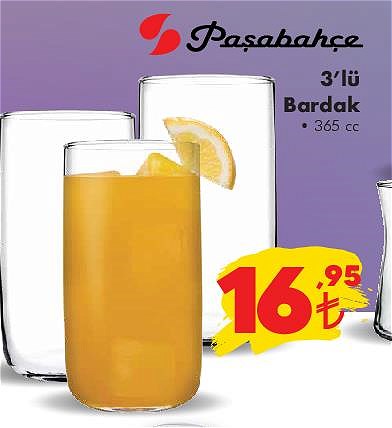 Paşabahçe 3'lü Bardak 365 cc image