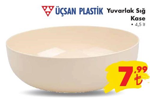 Üçsan Plastik Yuvarlak Sığ Kase 4,5 lt image