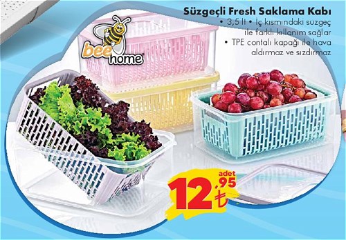 Bee Home Süzgeçli Fresh Saklama Kabı 3,5 lt image