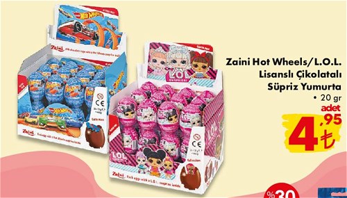 Zaini Hot Wheels/L.O.L Lisanslı Çikolatalı Süpriz Yumurta 20 gr image