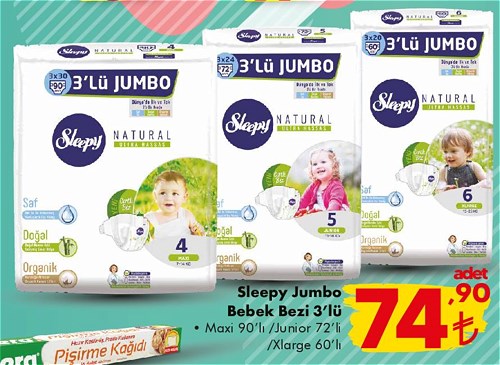 Sleepy Jumbo Bebek Bezi 3'lü image