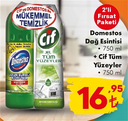 Domestos Dağ Esintisi 750 ml+Cif Tüm Yüzeyler 750 ml image