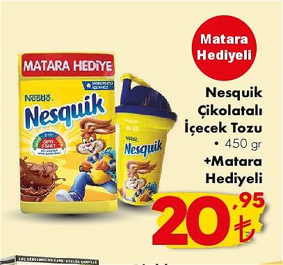 Nesquik Çikolatalı İçecek Tozu 450 g+Matara Hediyeli image