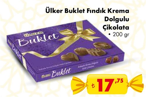 Ülker Buklet Fındık Krema Dolgulu Çikolata 200 gr image