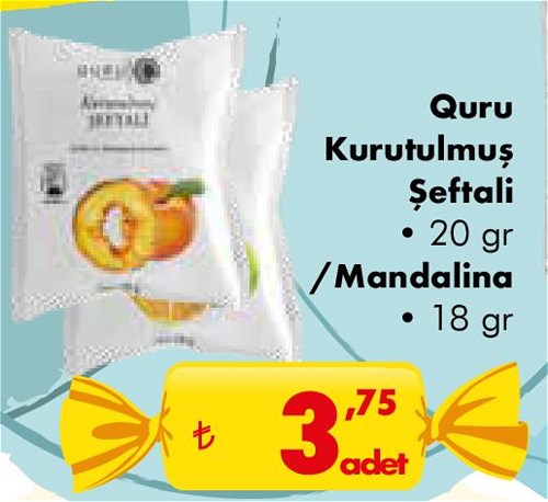 Quru Kurutulmuş Şeftali 20 gr / Mandalina 18 gr image