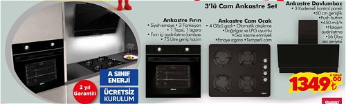 3'lü Cam Ankastre Set (Ankastre Fırın+Cam Ocak+Davlumbaz) image