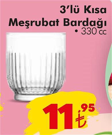 Lav 3'lü Kısa Meşrubat Bardağı 330 cc image