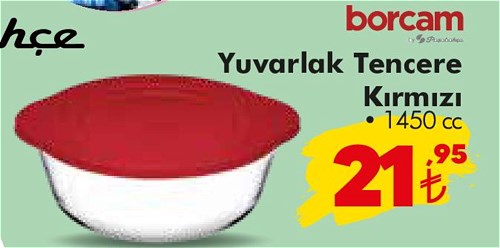 Paşabahçe Borcam Yuvarlak Tencere Kırmızı 1450 cc image