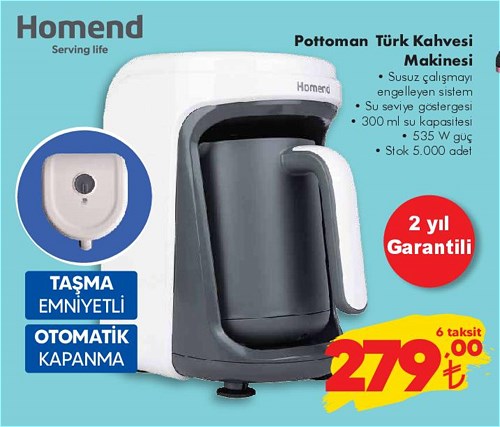 Homend Pottoman Türk Kahvesi Makinesi 535 W image