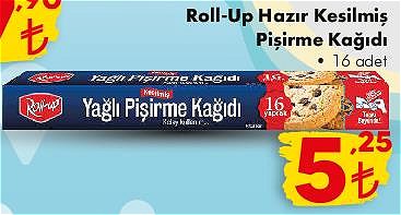 Roll-Up Hazır Kesilmiş Pişirme Kağıdı 16 Adet image