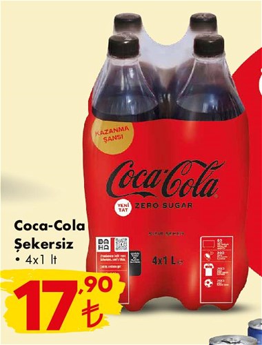 Coca Cola Şekersiz 4x1 lt image