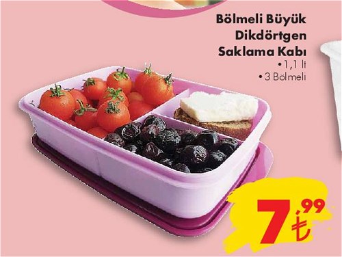 Bölmeli Büyük Dikdörtgen Saklama Kabı 1,1 lt image