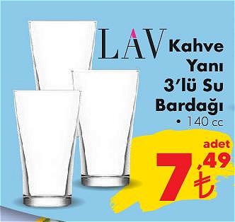 Lav Kahve Yanı 3'lü Su Bardağı 140 cc image