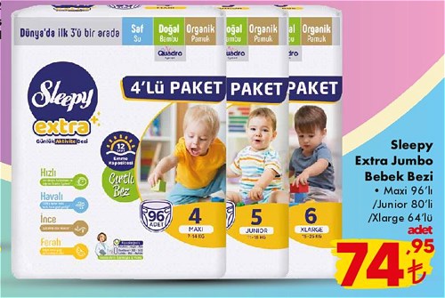 sleepy extra jumbo bebek bezi indirimde market