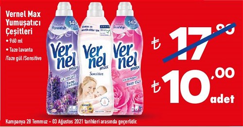 Vernel Max Yumuşatıcı Çeşitleri 960 ml image